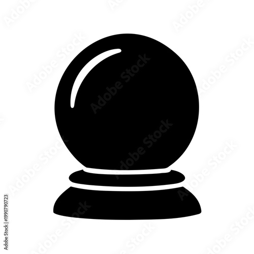 Black and White Silhouette of a Crystal Ball with a Shining Effect