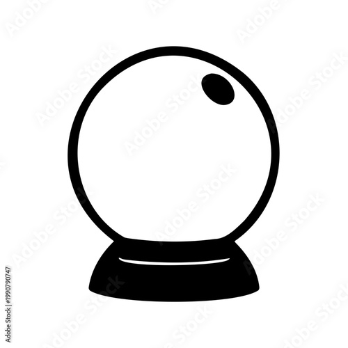 Simple Black and White Fortune Telling Crystal Ball Vector Illustration Design