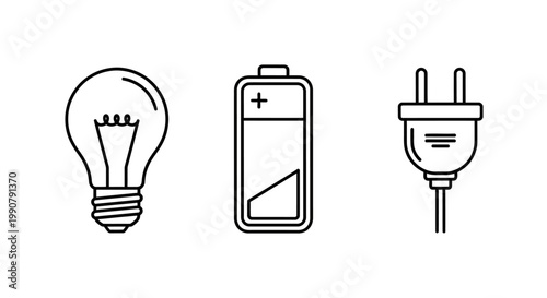 Electricity power battery light bulb plug.