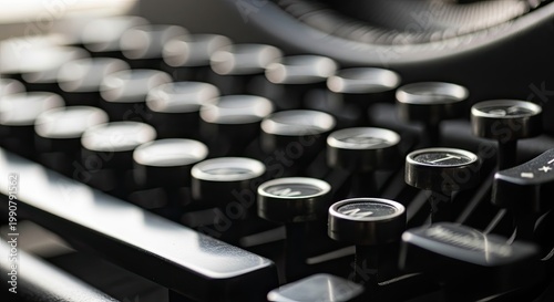 Vintage Typewriter Keys Close Up.
