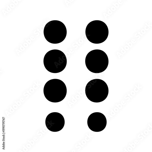 Braille letter W represented by black dots on a white background
