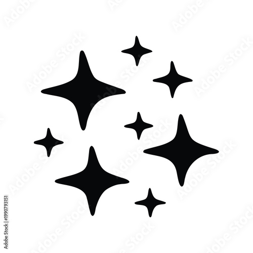 Stylized Star Icons Grouped Together in Black and White Design