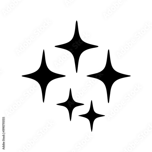 Cluster of sparkling stars in a constellation pattern on a white background