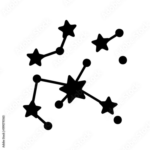 Stylized constellations with connecting lines on a white background astronomy themed