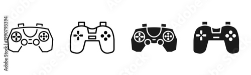 Gaming Controller Icon Set – Video Game Remote Outline Vector Pack