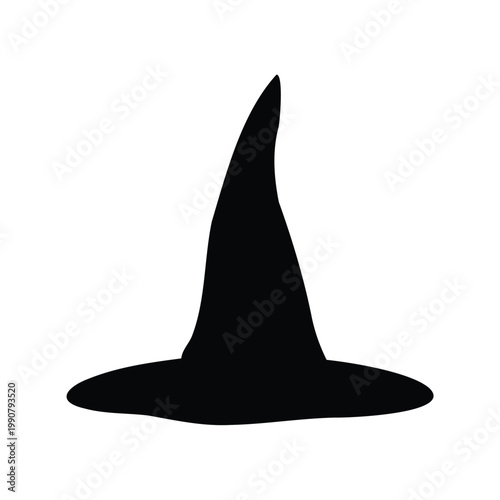 A Mysterious Silhouette of a Witch's Hat Standing Against a White Background