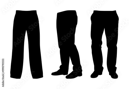 Pants set with black silhouette on white background featuring clothing, apparel, fashion with illustration, vector and design
