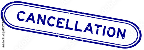 Grunge blue cancellation word rubber seal stamp on white background