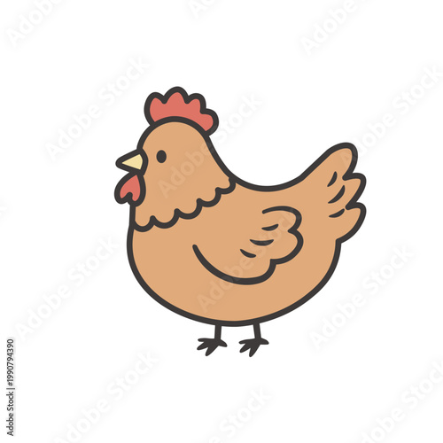 茶色の鶏のイラスト　シンプルな素材　チキン　動物　鳥