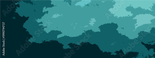Vector An artistic abstraction of a serene cloudscape, rendered in tranquil shades of teal, embodies the calmness.