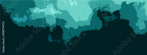 Vector Abstract teal-toned artistry: Capturing an expressive, gestural composition, the artwork exudes a serene, contemplative atmosphere, as strokes of varying opacities and tones intertwine.