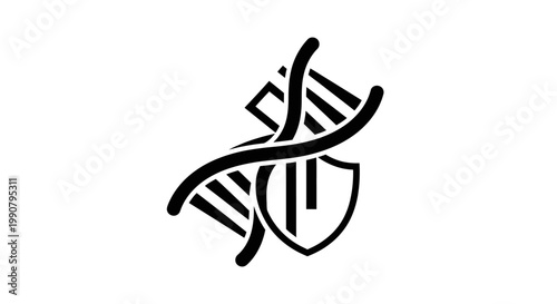 DNA Shield Protection Icon Vector Graphic