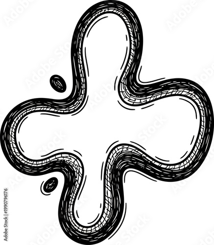Worm illustration in black lines.