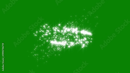 Shining glitter star sparkle animation with glowing dust trails and soft bokeh lights, forming dreamy shimmer particles and elegant motion design perfect, chroma key green screen seamless loop in 4k