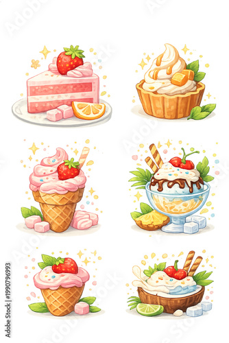 pastel sweets, sweet treats, pastel dessert, dessert harmony, soft colors, candy colors, cute dessert, bakery treats, sugary snacks, dessert collection, colorful sweets, ice cream, cupcakes, macarons,