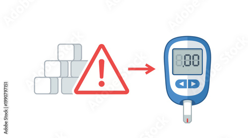 Sugar Addiction Health Risk Excessive Sugar Consumption and Diabetes Danger Warning Concept