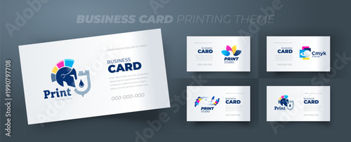 Set Business cards Printing theme. Template design vector.