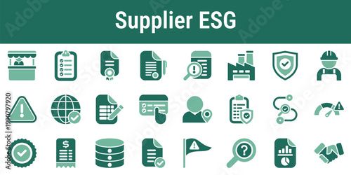 Commercial visuals for supplier ESG screening compliance reviews and procurement risk workflows Suitable for scorecards dashboards policy pages and sustainability reporting
