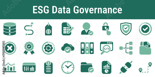 Modern visuals for ESG data ownership validation lineage and publishing workflows Suitable for reporting systems dashboard products controls and audit support