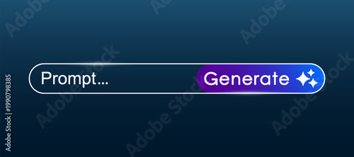 Generative AI bar. AI generate based on a prompt. Search and analysis by AI. Chatbot and assistant web interface element for UI UX design. Tech artificial intelligence concept