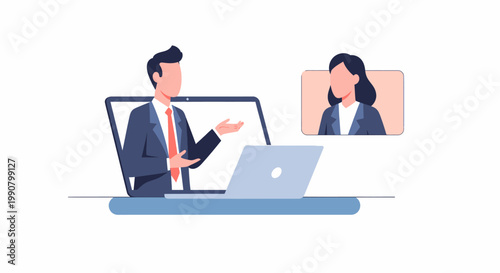 Business professionals collaborating remotely on a video conference call.