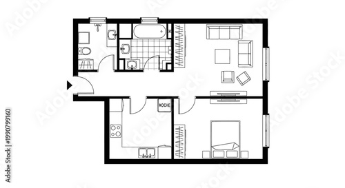 A minimalist vector sketch of a modern house project featuring an architectural blueprint design with 3d construction lines for a home building plan