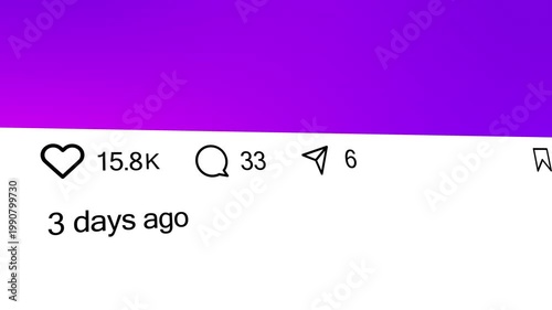 Social Media Like Button Animation with Engagement Icons. Heart Reaction, Comments, and Share Interface Video
