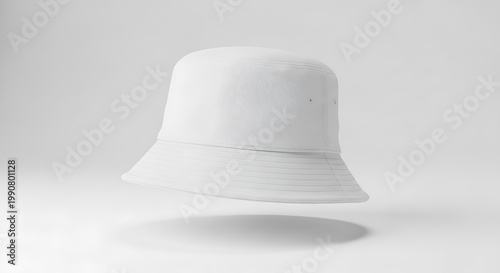 A white bucket hat with a ribbed brim