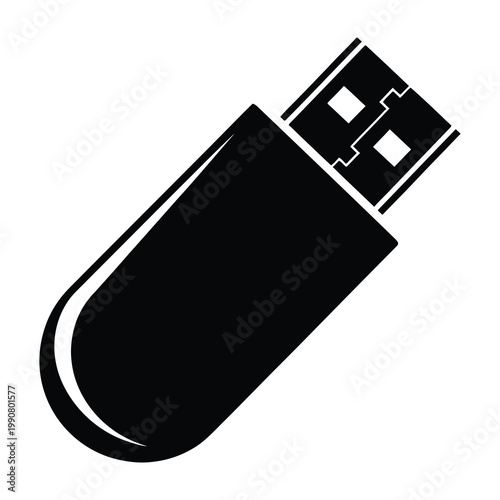 Black USB flash drive icon on white background
