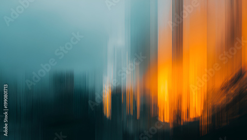 Abstract vertical motion blur background with vibrant orange and cool blue tones creating a dynamic and modern artistic effect.