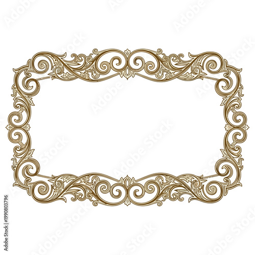 Elegant Vintage Gold Baroque Frame Decorative Border