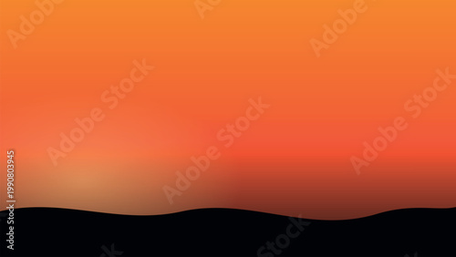 Vibrant sunset over rolling hills in a gradient of warm hues Vector
