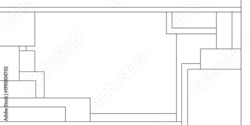 Vector illustration of a black and white abstract geometric patterns with complex geometric office cubicle layout with multiple workstations and partitions