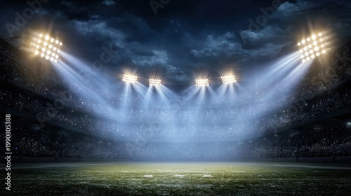 Football Stadium Night Lights Arena Field Sport Event Background