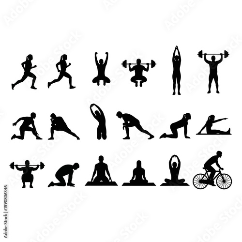 Fitness and Exercise Silhouettes Set
