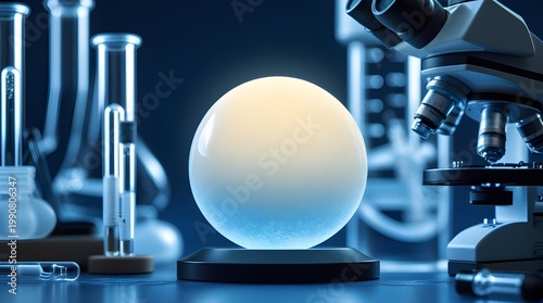 Microscopic Glowing Sphere Abstract Science Background – Futuristic Energy Particle Concept