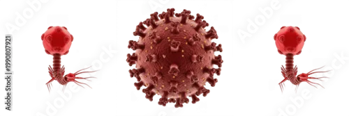 Panel kuchenny z motywem Microscopic View Of Coronavirus Pathogen Cell Isolated On Transparent Background High Quality PNG Set.