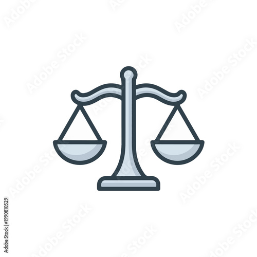 Flat Style Scales of Justice Icon Vector Illustration for Law and Balance