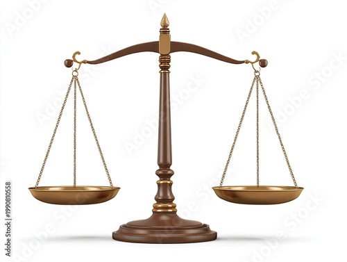 Classic bronze balance scale with empty pans, depicting concepts of justice and fairness