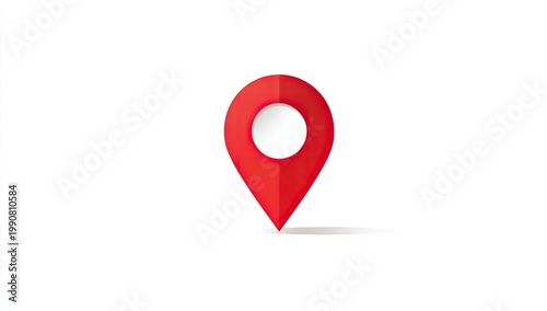 Red location marker with subtle shadow, on a clean white background