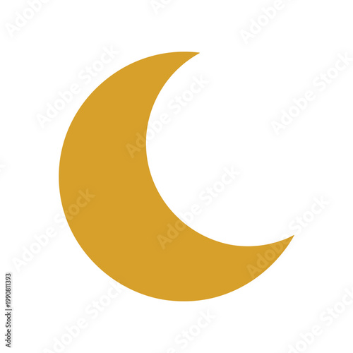 A crescent moon phase depicted in a warm golden hue against a plain background