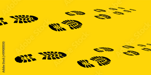 Footprint Trail Black Yellow Minimal Background Design