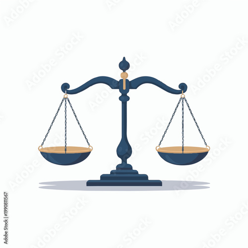 Flat Style Scales of Justice Icon Vector Illustration for Law and Balance