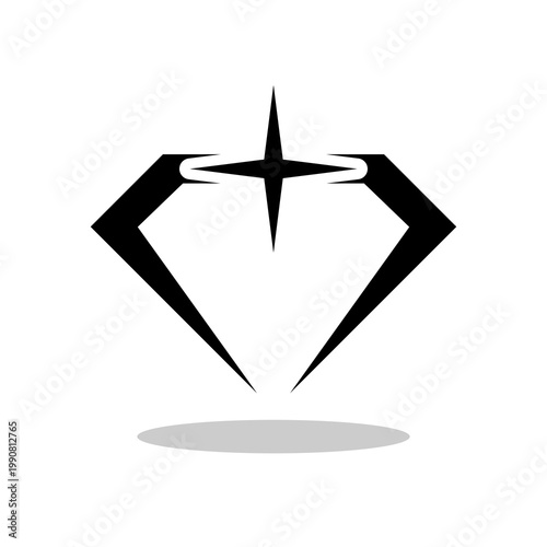 Diamond shine icon with  shadow