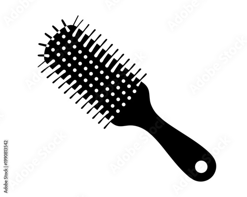 Hair Brush Vector Icon, Bath Brush Silhouette Illustration