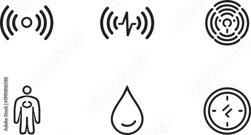Wireless Connection and Health Vitals Monitoring Icons
