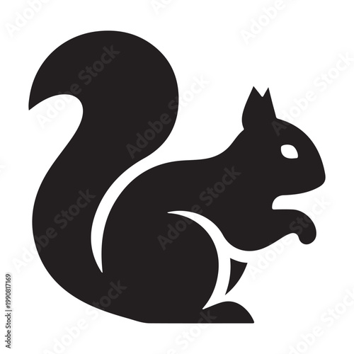 Minimalist squirrel silhouette icon vector illustration for nature branding and wildlife logo design