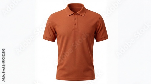 A stylish burnt orange polo shirt on a clean white background