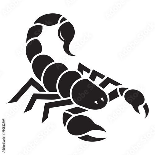 Black scorpion silhouette vector illustration with raised stinger for logo, tattoo, or zodiac design