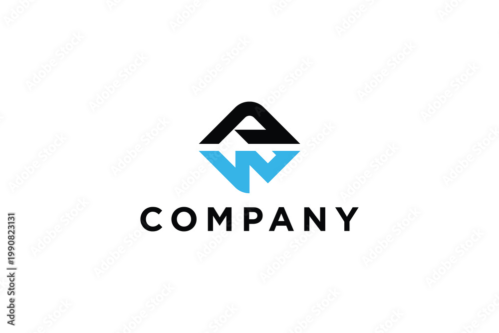 Fototapeta premium minimalist letter aw or wa business modern abstract logo